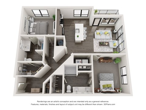 Sunset 2  Bed   2  Bath   1,141 Sq. Ft. Floor Plan at Chapter at the Streets of St Charles, Saint Charles, MO